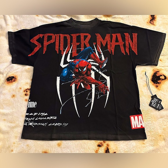 SPIDERMAN WEBS 199X OVERSIZED TEE IN VINTAGE BLACK (M) - Picture 1 of 8